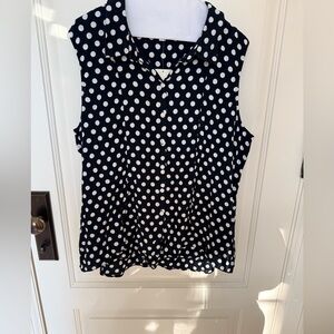 Laura Petites Black polka Dot Sleeveless top US16